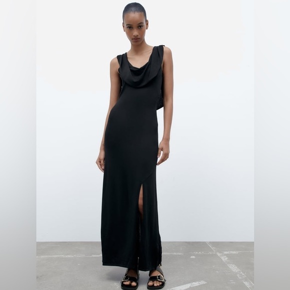 Zara Dresses & Skirts - Zara | Long Draped Maxi Dress Size M
